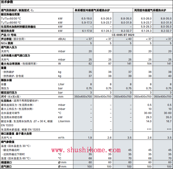菲斯曼WB1C冷凝爐技術參數